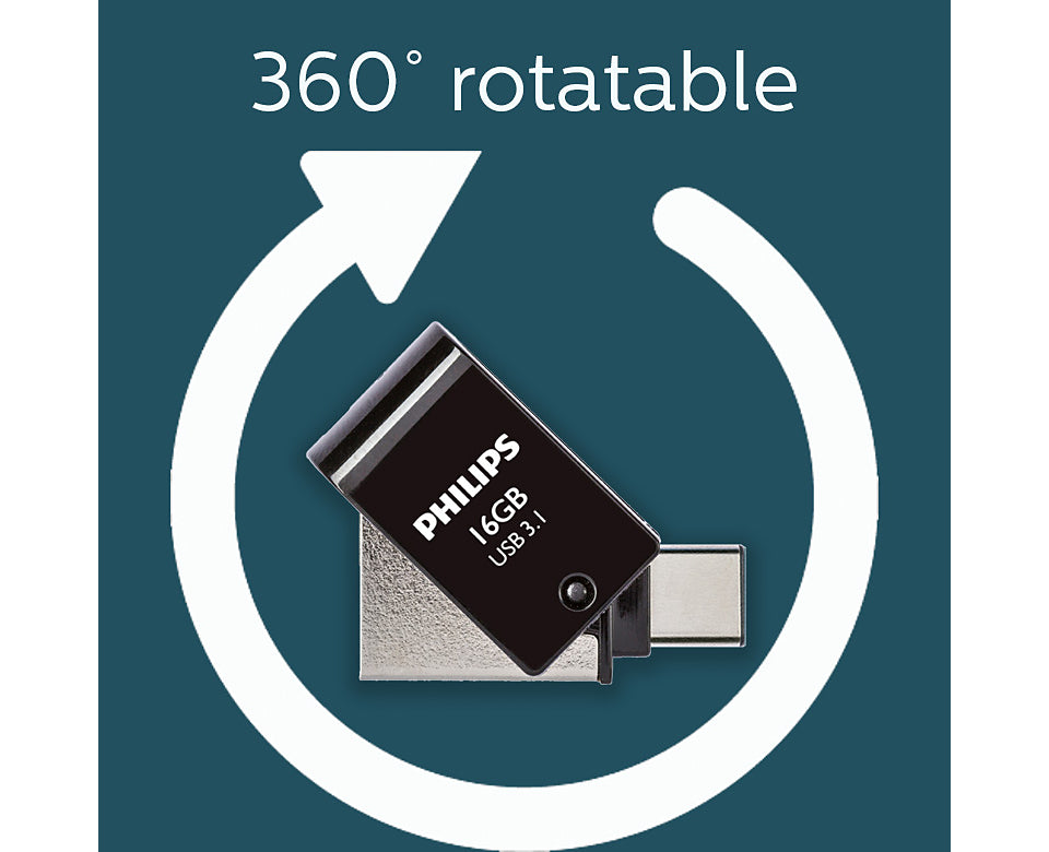 Philips Philips FM16DC152B/00 lecteur USB flash 16 Go USB Type-A 3.2 Gen 1 (3.1 Gen 1) Noir, Argent