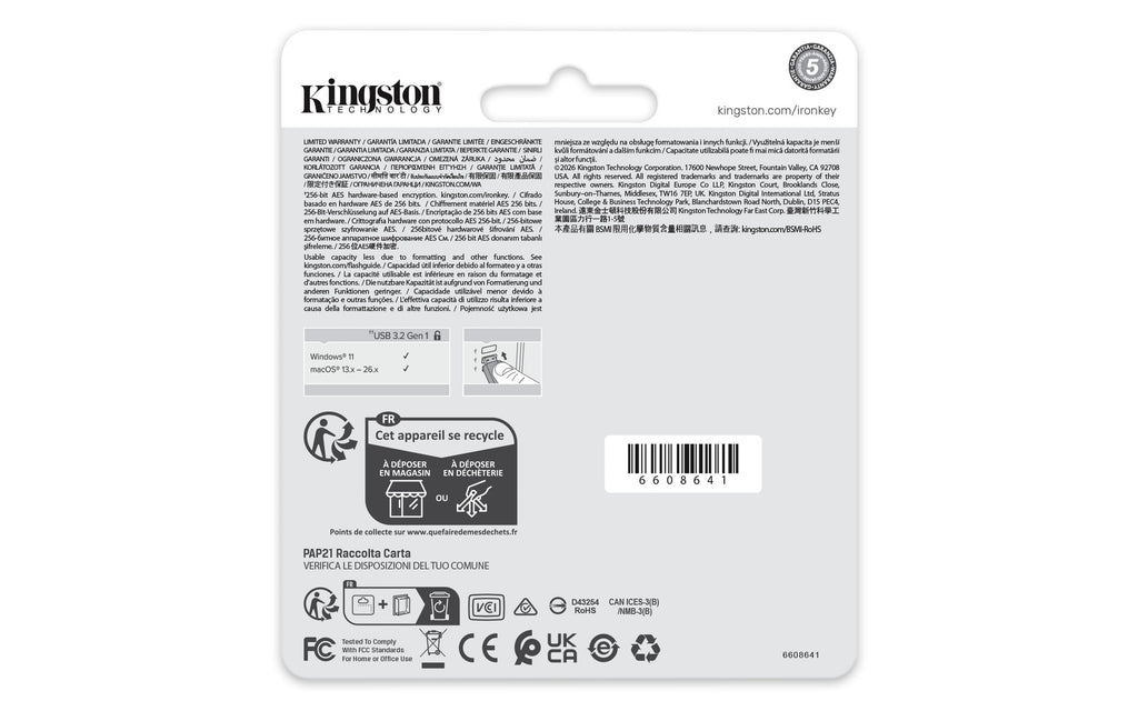 Kingston Technology IronKey 64 Go Locker Plus 50 G2, FIPS 197, AES-256