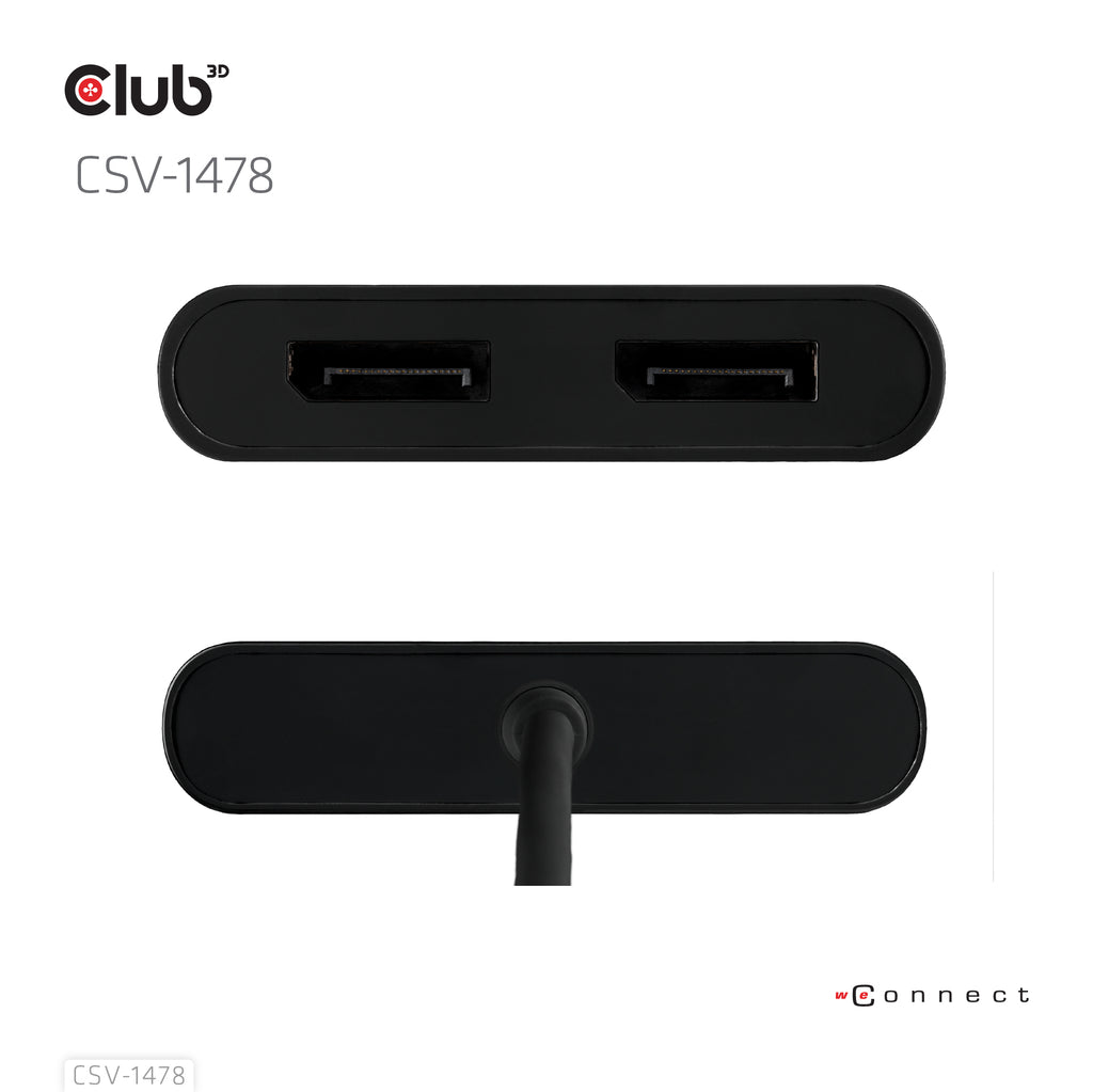 CLUB3D CSV-1478 Répartiteur Vidéo USB Type-C vers 2x DisplayPort 4K UHD