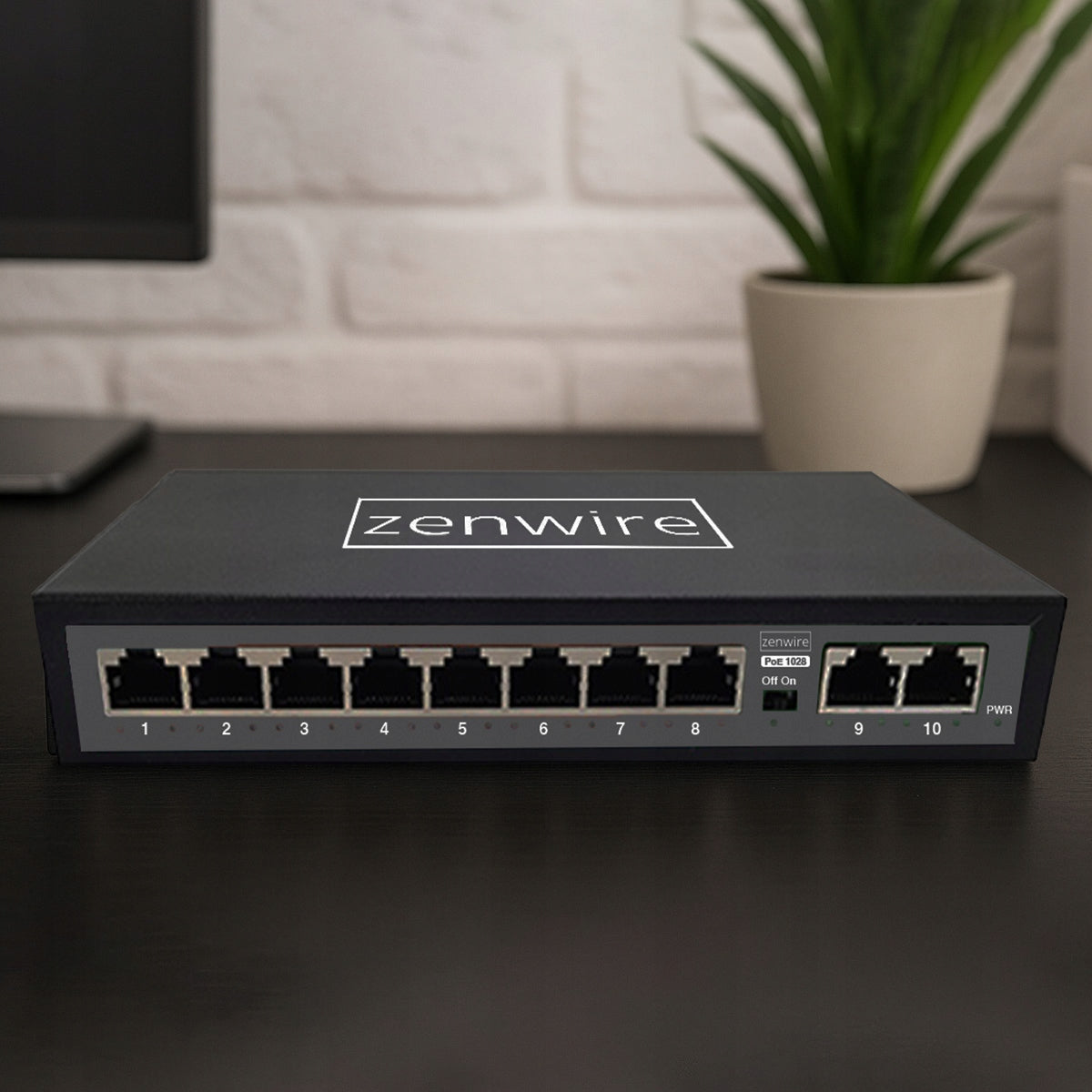 Commutateur répartiteur 10 ports (8 POE) avec 2 ports LAN Ethernet RJ45 pour caméras IP Zenwire 1028