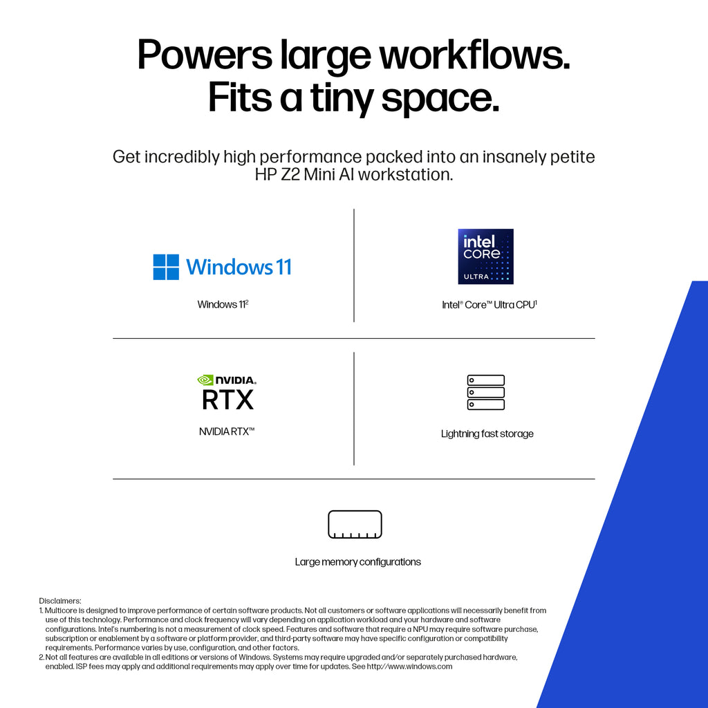 HP Workstation Z2 G1i Mini Core Ultra 9 285K 64GB 1TB NVIDIA RTX 2000 Ada / Intel Graphics Windows 11 Pro