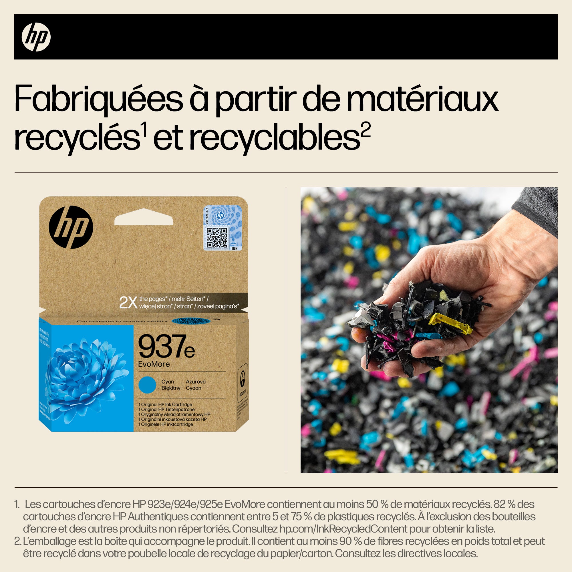 HP 937e Cartouche d’encre authentique Cyan EvoMore