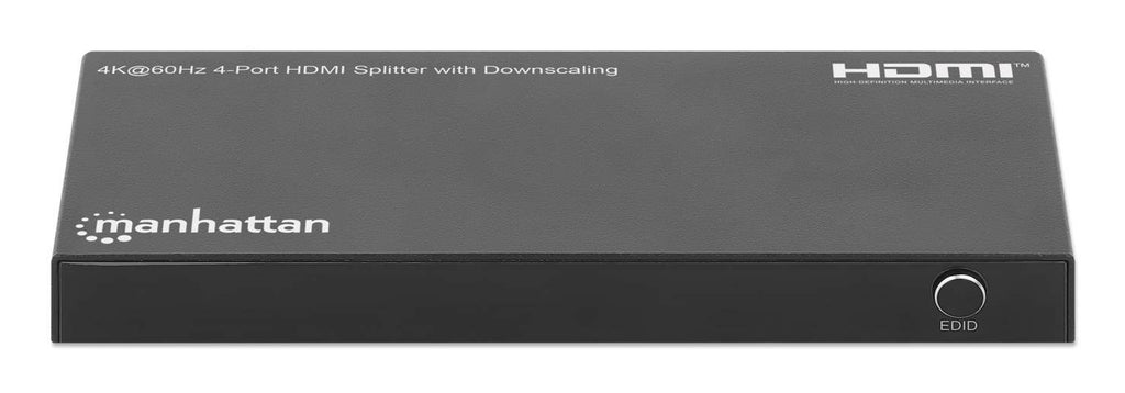 Manhattan Splitter HDMI 4 ports avec downscaling, 4K@60 Hz, distribue 1 entrée HDMI vers 4 sorties (même signal), bouton de conversion 4K vers 1080p, inclut câble Micro-USB vers USB-A (0,8 m), noir - vue 3