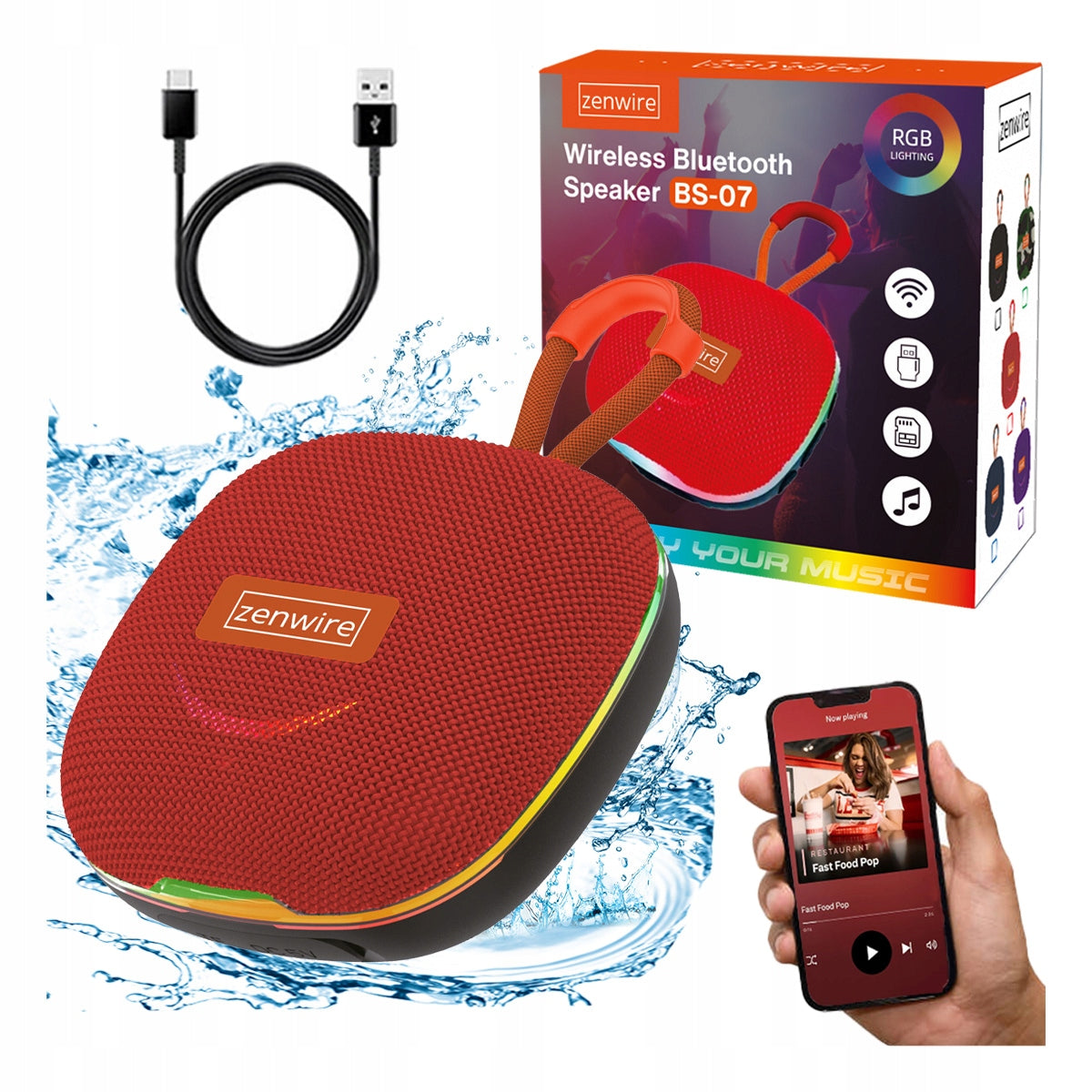 Mini enceinte Bluetooth portable sans fil avec radio FM et lecteur MP3, 13 W, Zenwire BS-07
