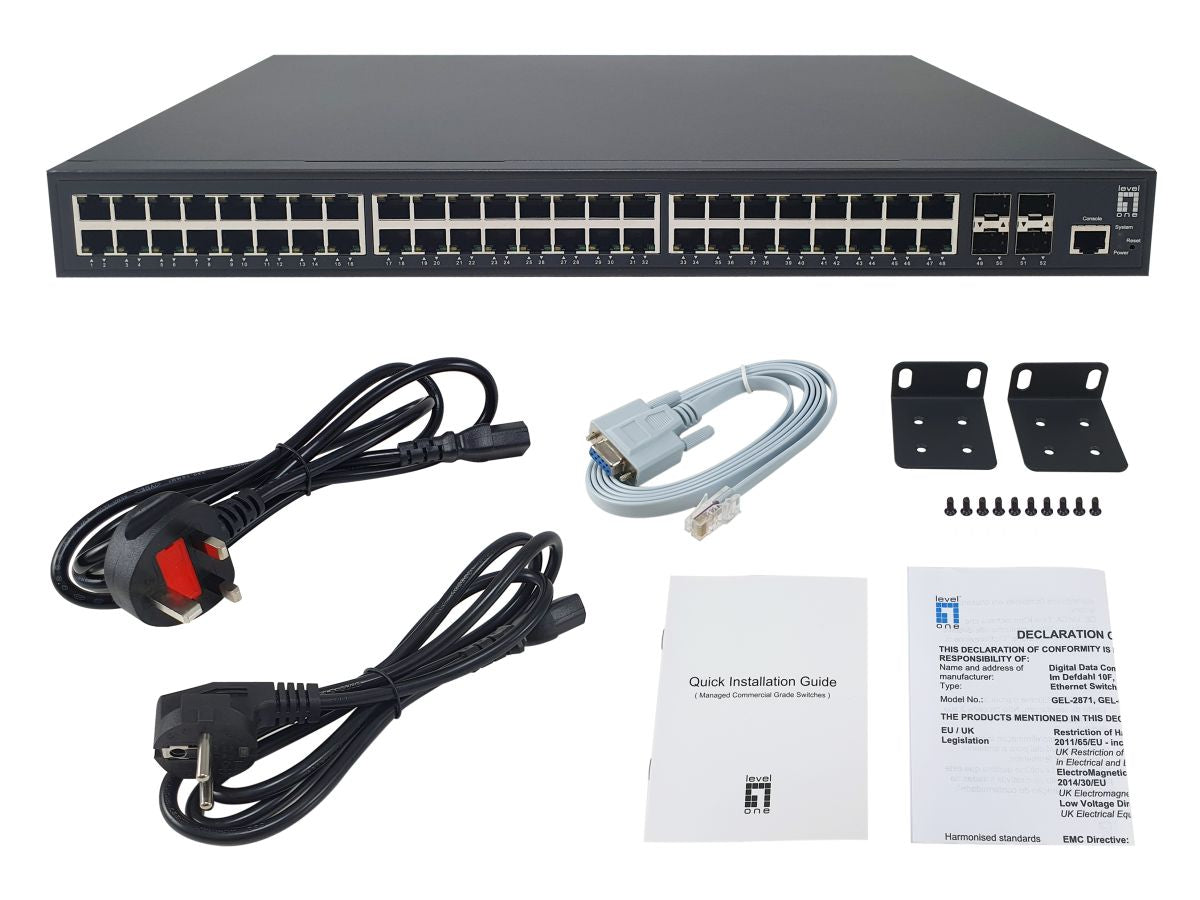 LevelOne GTP-5271DP commutateur réseau Géré L2/L3 Gigabit Ethernet (10/100/1000) Connexion Ethernet, supportant l'alimen