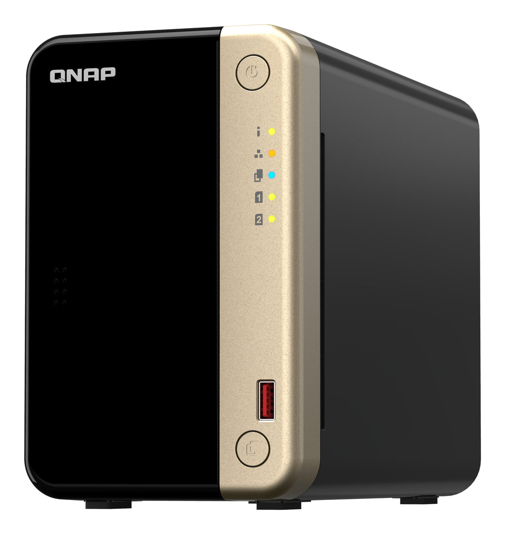 QNAP TS-264 NAS Tower Intel Celeron N5095 8 Go RAM 0 To QTS Noir et Or