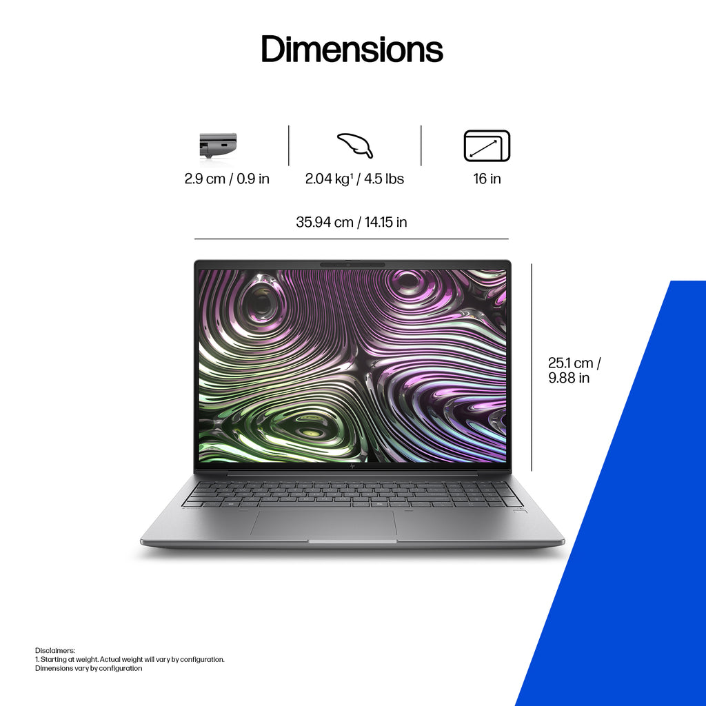 HP Zbook X G1i 16 2560 x 1600 285H 64GB 1TB Intel Arc 140T Windows 11 Pro