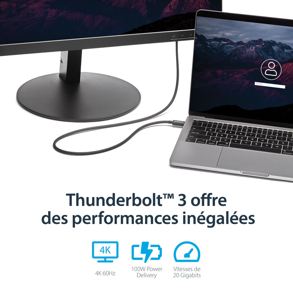 StarTech.com Câble Thunderbolt 3 (20 Gb/s) USB-C de 1 m - Compatible Thunderbolt, USB et DisplayPort - M/M