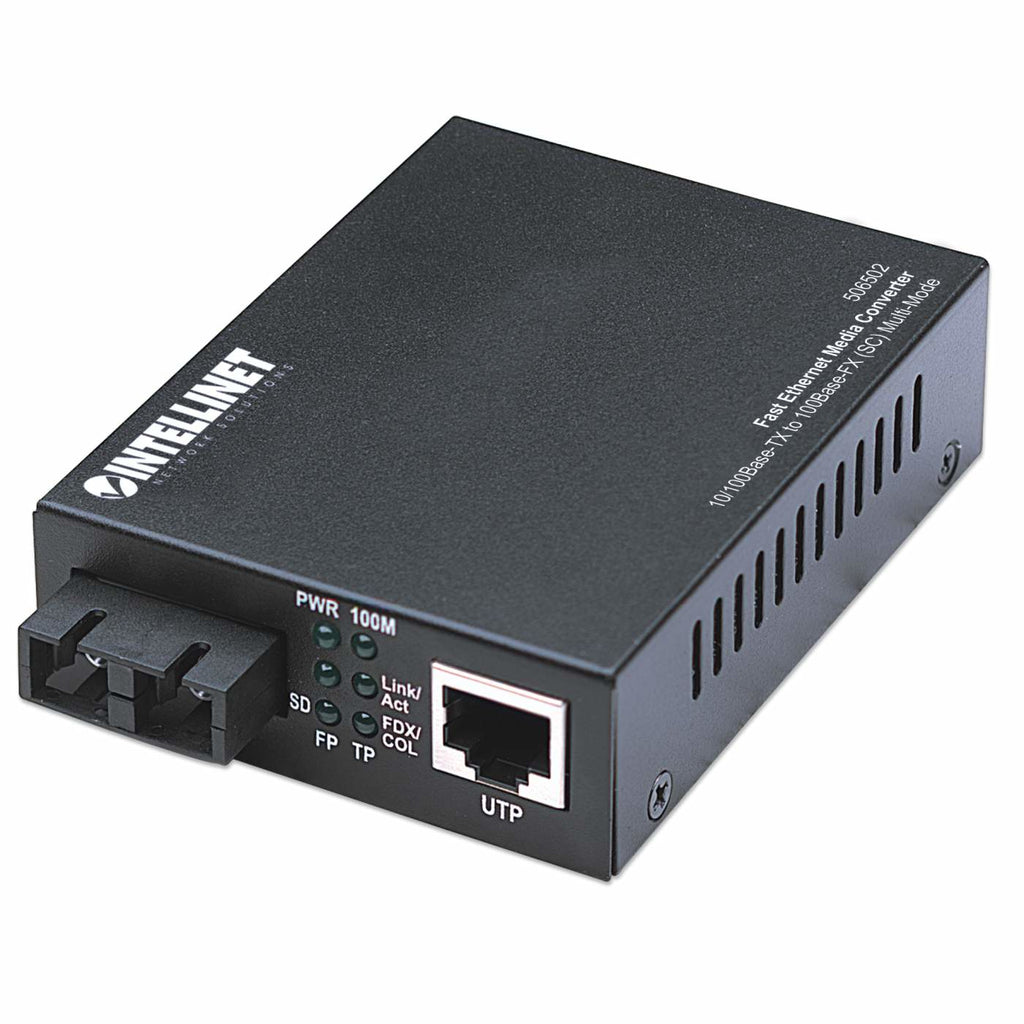 Intellinet 506502 Convertisseur de Média Fast Ethernet 100 Mbit/s 1310 nm Multimode Noir