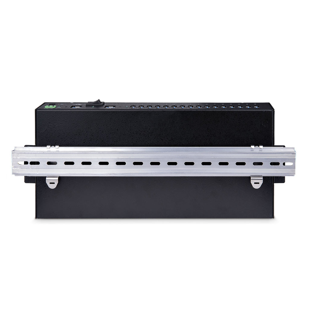 StarTech.com Hub USB 3.0 5Gbps Industriel à 16 Ports - Montage DIN/Surface/Rack - Protection ESD - Commutateur USB 3.0 Alimenté, Jusqu'à 120W de Charge USB Partagée - Hub USB pour PC Portable/Bureau à Double Hôte