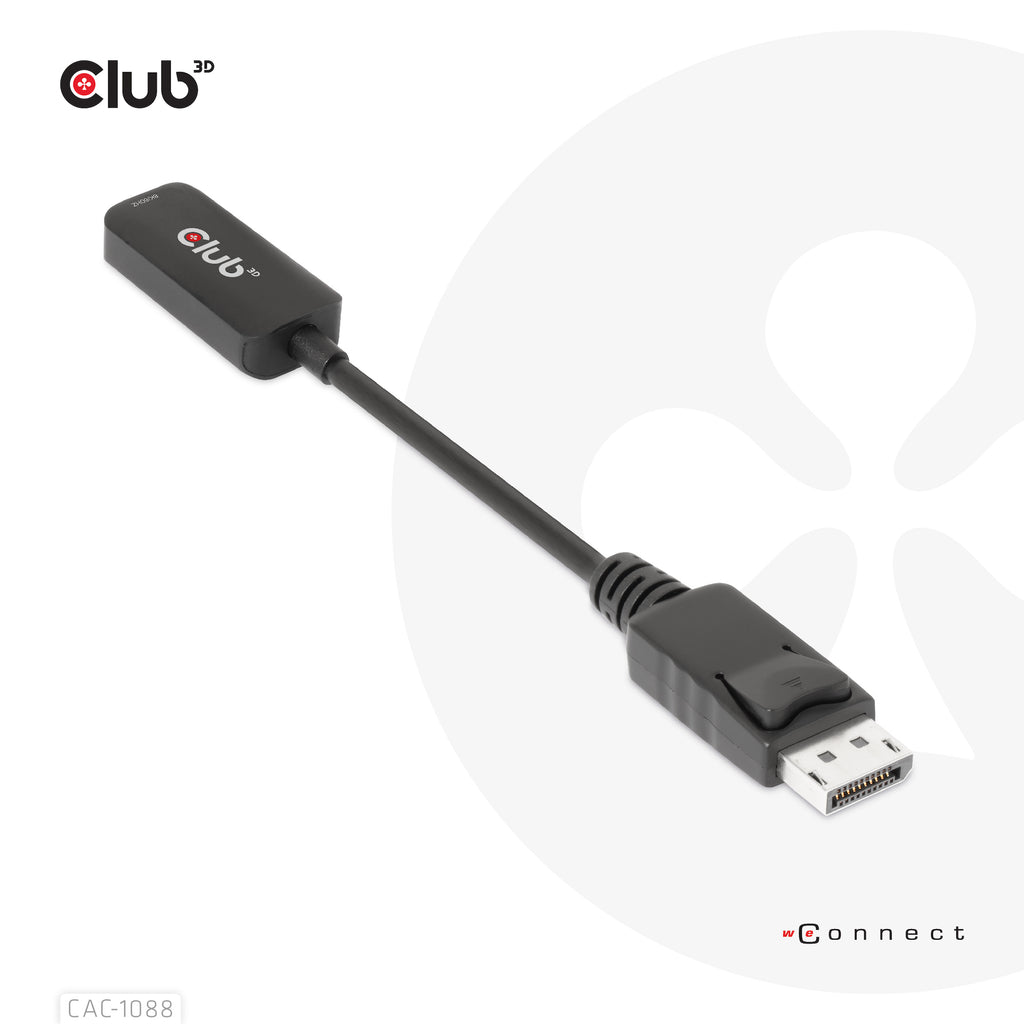CLUB3D CAC-1088 Câble Adaptateur DisplayPort vers HDMI, Noir, 0,21 m