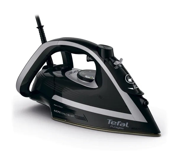 Tefal Puregliss FV8062E0 Fer à Repasser à Sec ou à Vapeur, Semelle Durilium AirGlide Autoclean, 3000 W, Noir et Gris