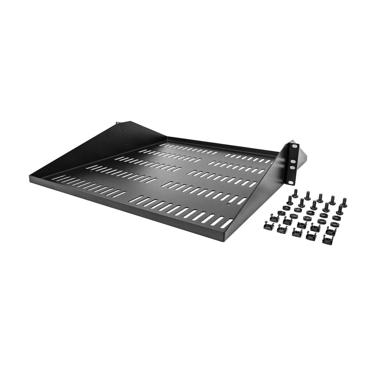 StarTech.com Étagère Rack 19 pouces 2U Ventilé, Profondeur 50cm, Capacité 91kg, Noir