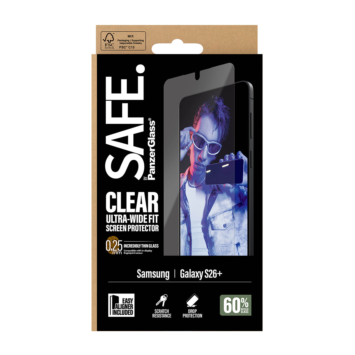 PanzerGlass SAFE. by ® Screen Protector Samsung Galaxy S26+ | Ultra-Wide Fit w. EasyAligner Protection d'écran transparent 1 pièce(s)