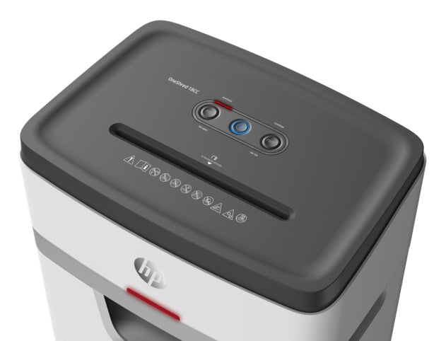 HP OneShred 18CC Destructeur de Papier, Coupe Particules, 22 cm, 65 dB, Blanc et Noir