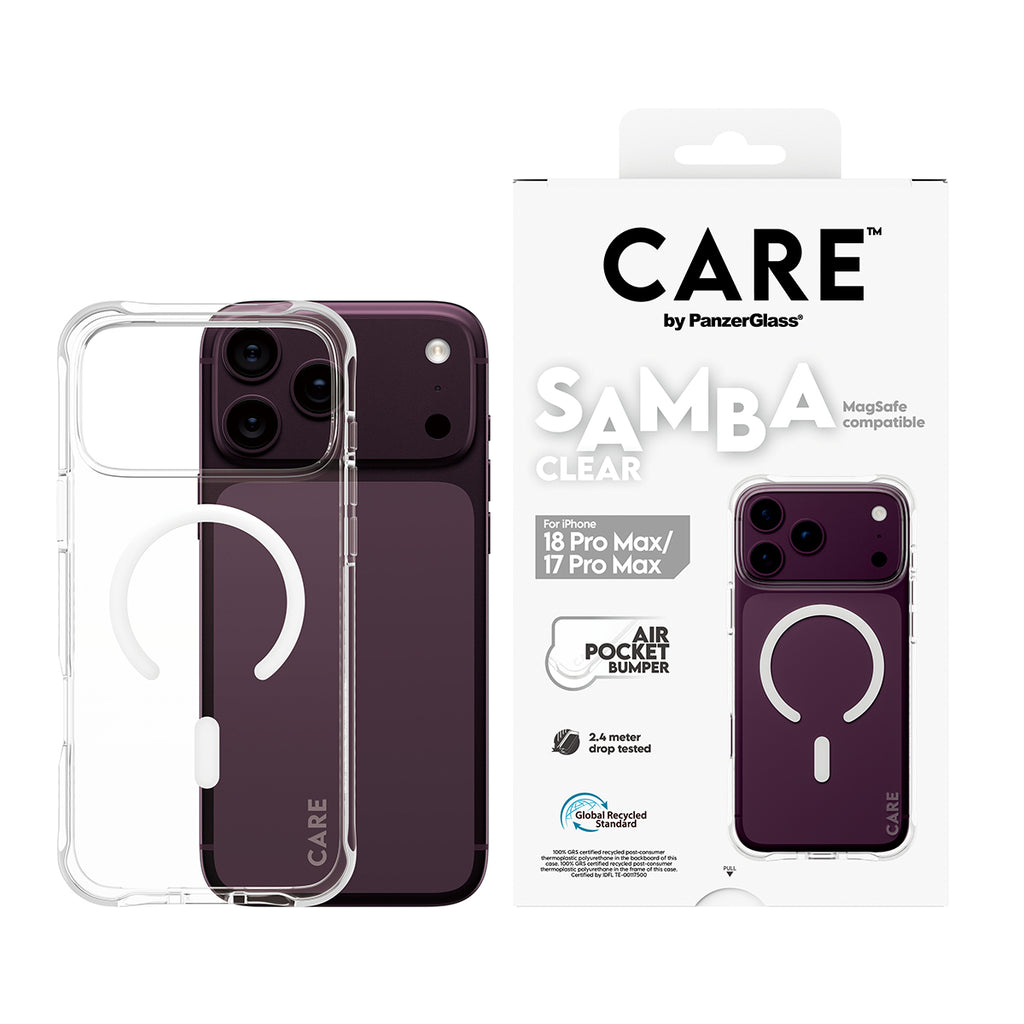 PanzerGlass CARE™ by ® Samba Case Transparent w. White MagSafe iPhone 2026 Pro Max | 17 Pro Max coque de protection pour