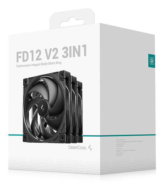 DeepCool FD12 V2 Kabinetblæser 3-pack Sort 120 mm