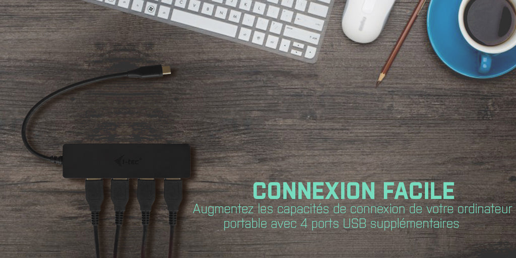 Hub USB-C Slim Passif 4 Ports USB 3.0, Vitesse 5 Gbps