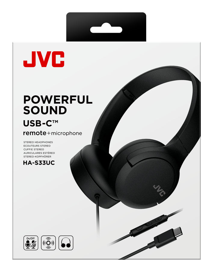 JVC HA-S33UC Casque Avec fil Arceau Appels/Musique USB Type-C Noir