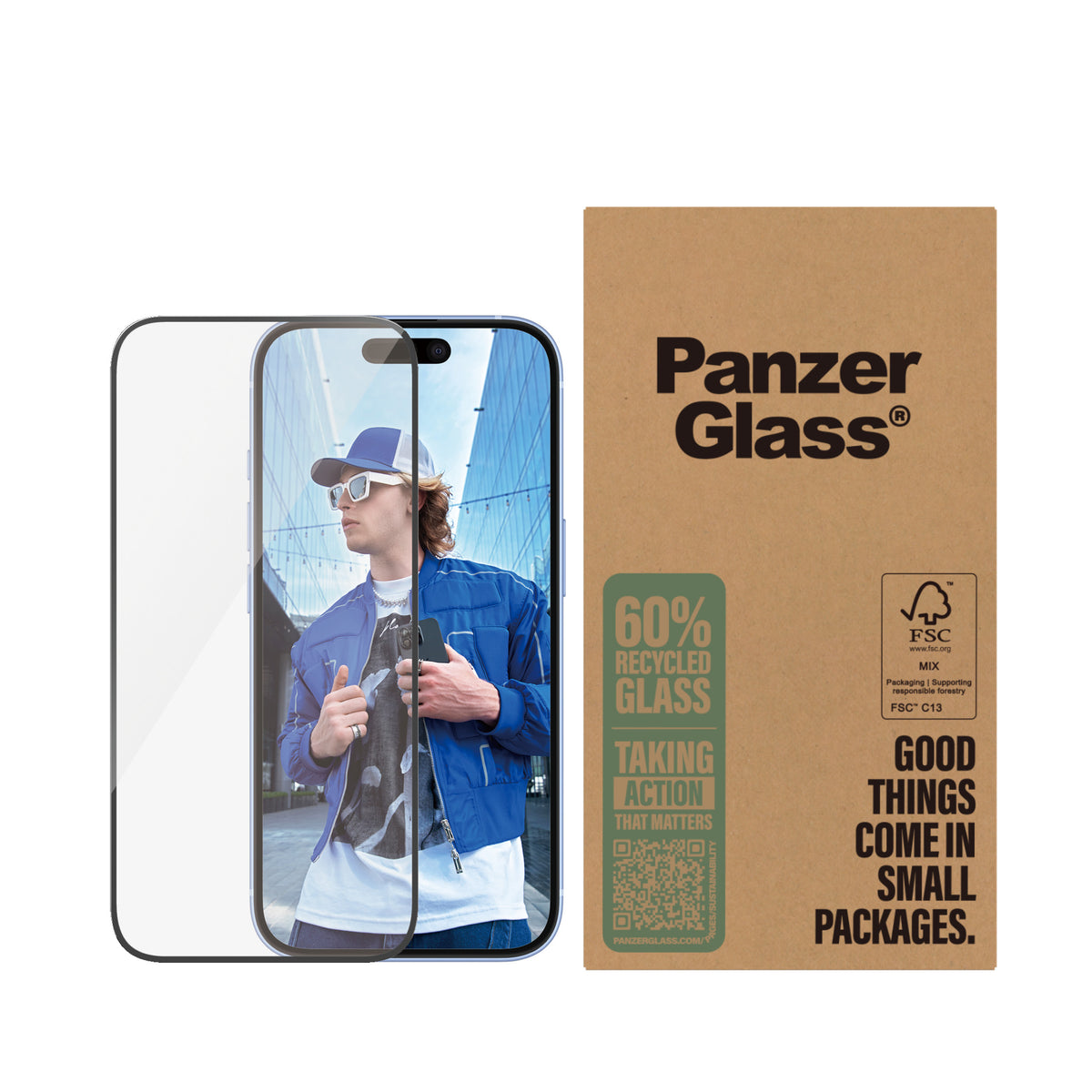 PanzerGlass Protection d'écran Ultra-Wide Fit pour iPhone 16 et iPhone 15, Transparent, Lot de 50 pièces
