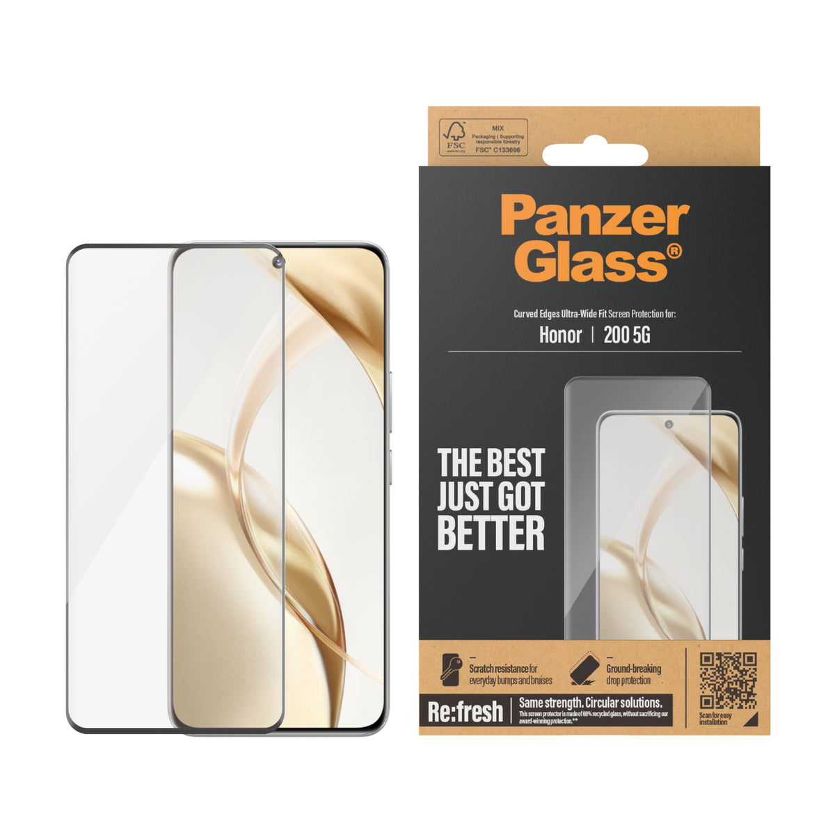PanzerGlass Protection d'écran Ultra-Wide Fit pour Honor 200 5G, Transparent, 1 pièce