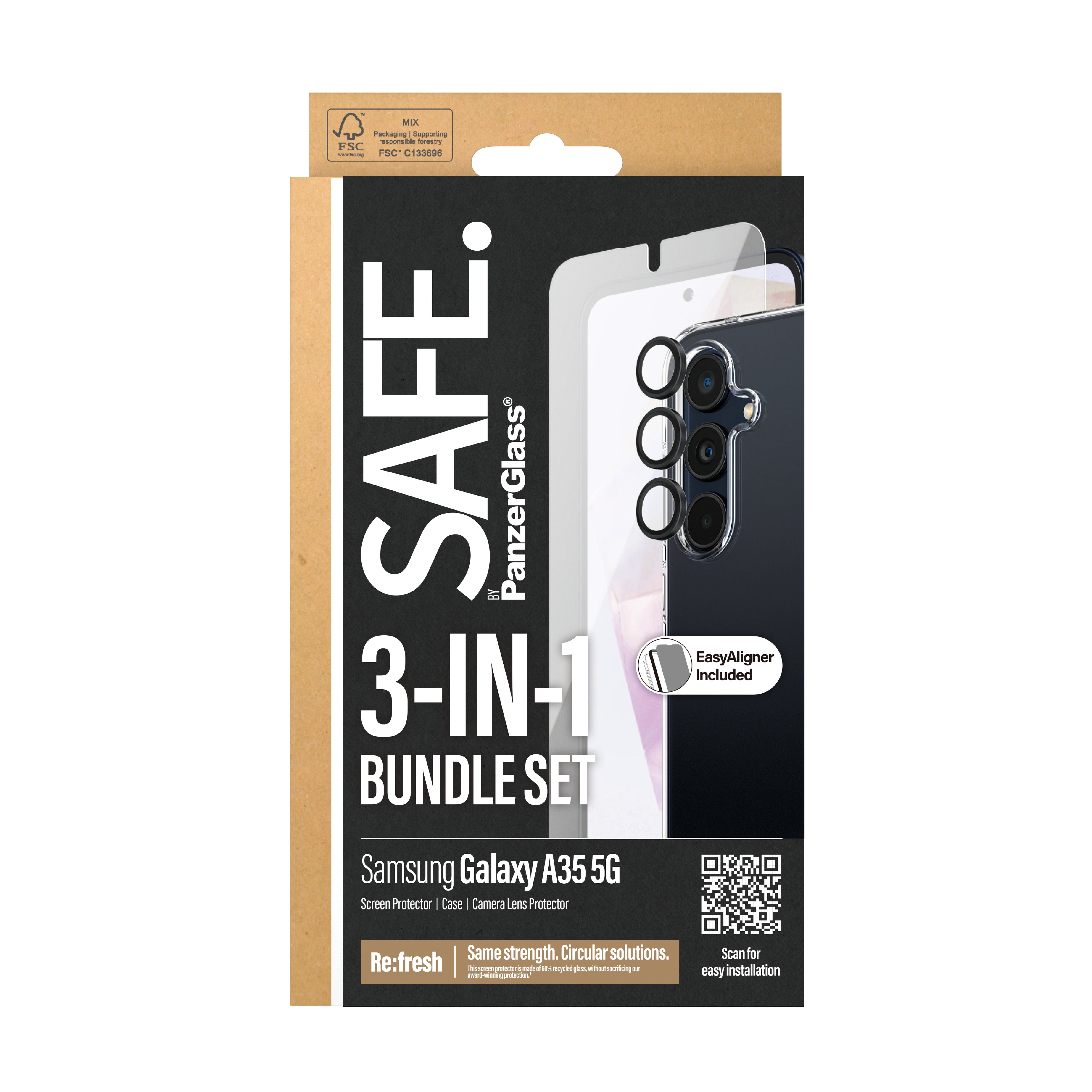 PanzerGlass SAFE. by ® 3-in-1 Protection Bundle Samsung Galaxy A35 5G Protection d'écran transparent 1 pièce(s)