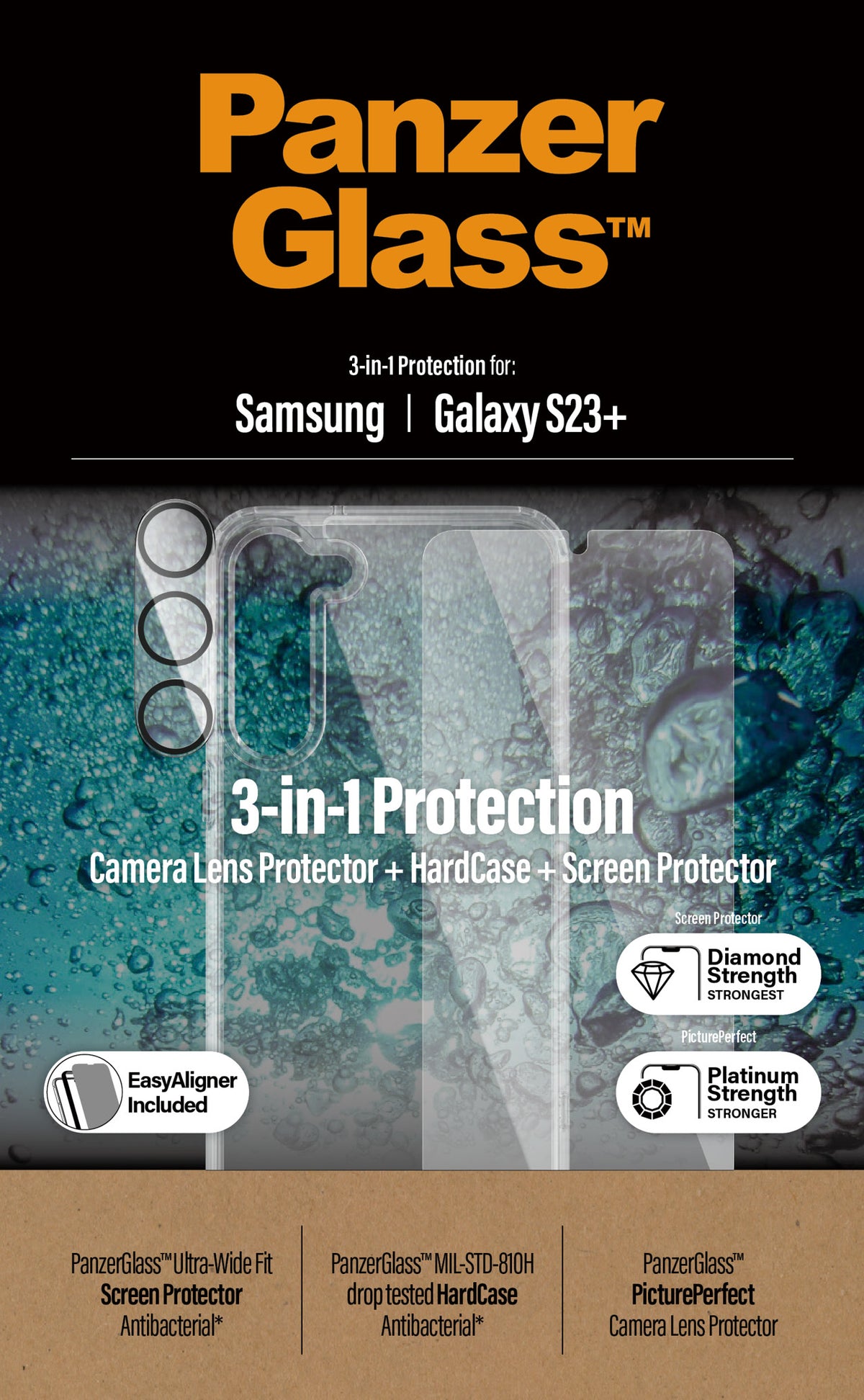 PanzerGlass Pack 3-en-1 Protection d'écran Transparent pour Samsung Galaxy S23+