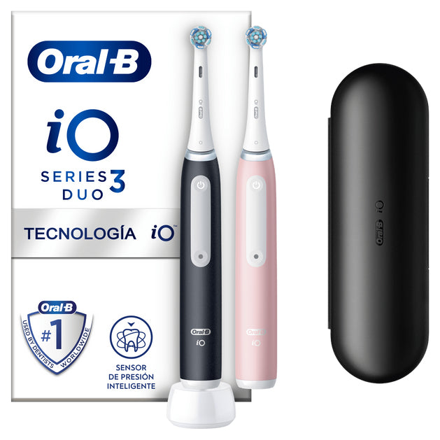 Oral-B iO3 Duo Adulte Brosse à dents vibrante Noir, Rose, Blanc