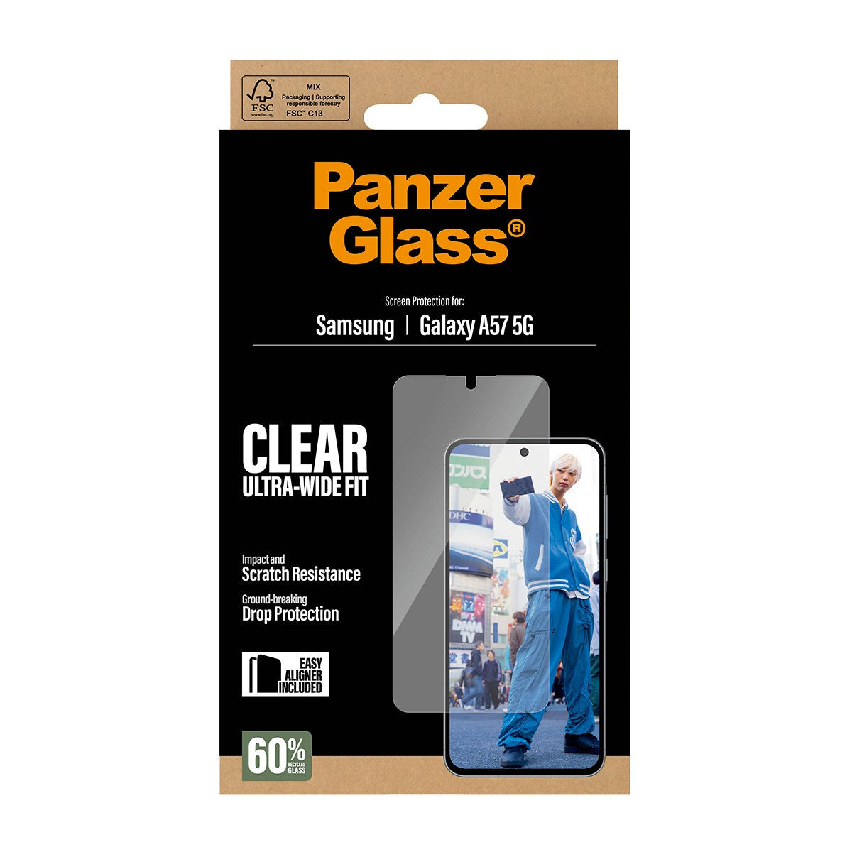 PanzerGlass Screen Protector Ultra-Wide Fit - Clear - Samsung Galaxy A57 5G Protection d'écran transparent