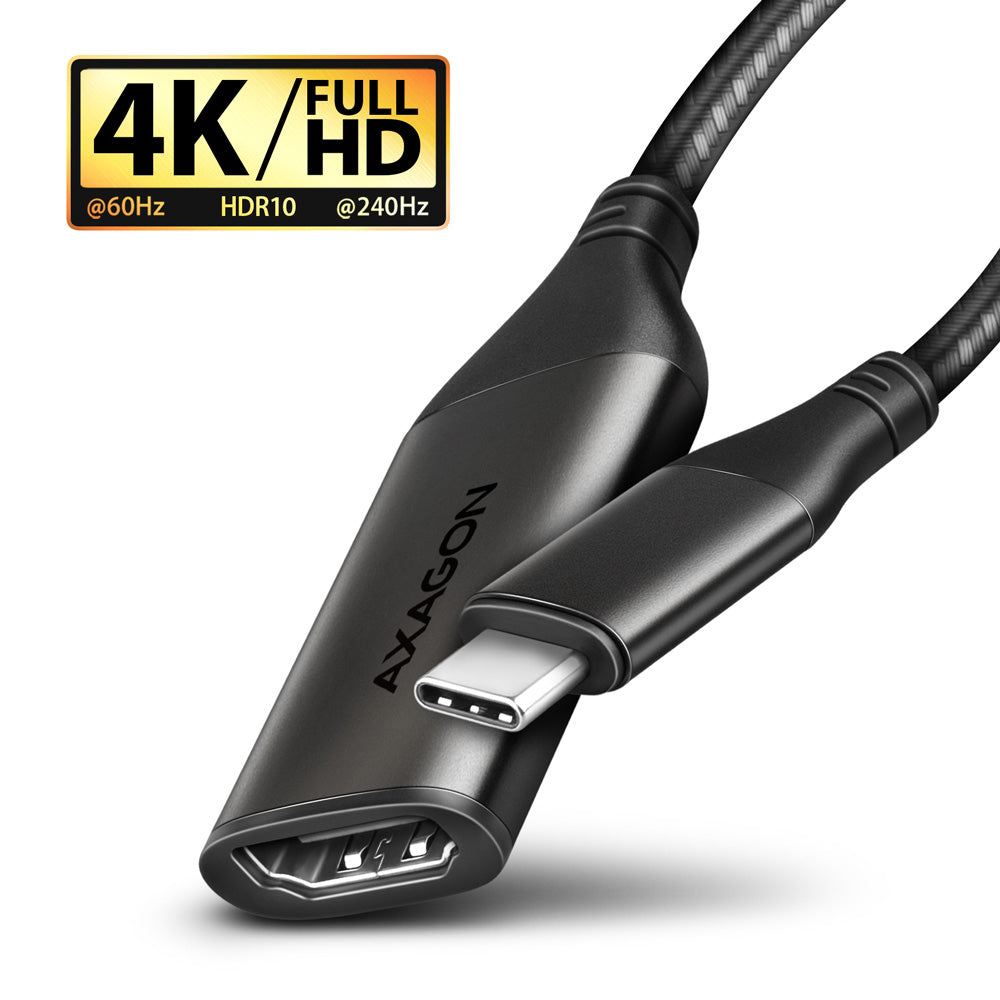 Axagon RVC-HI2M Câble Vidéo et Adaptateur USB Type-C vers HDMI, 0,25 m, Noir