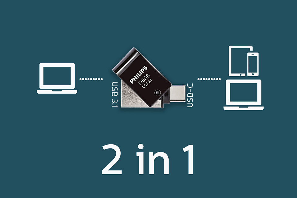 Philips FM12DC152B/00 lecteur USB flash 128 Go USB Type-A 3.2 Gen 1 (3.1 Gen 1) Noir, Argent