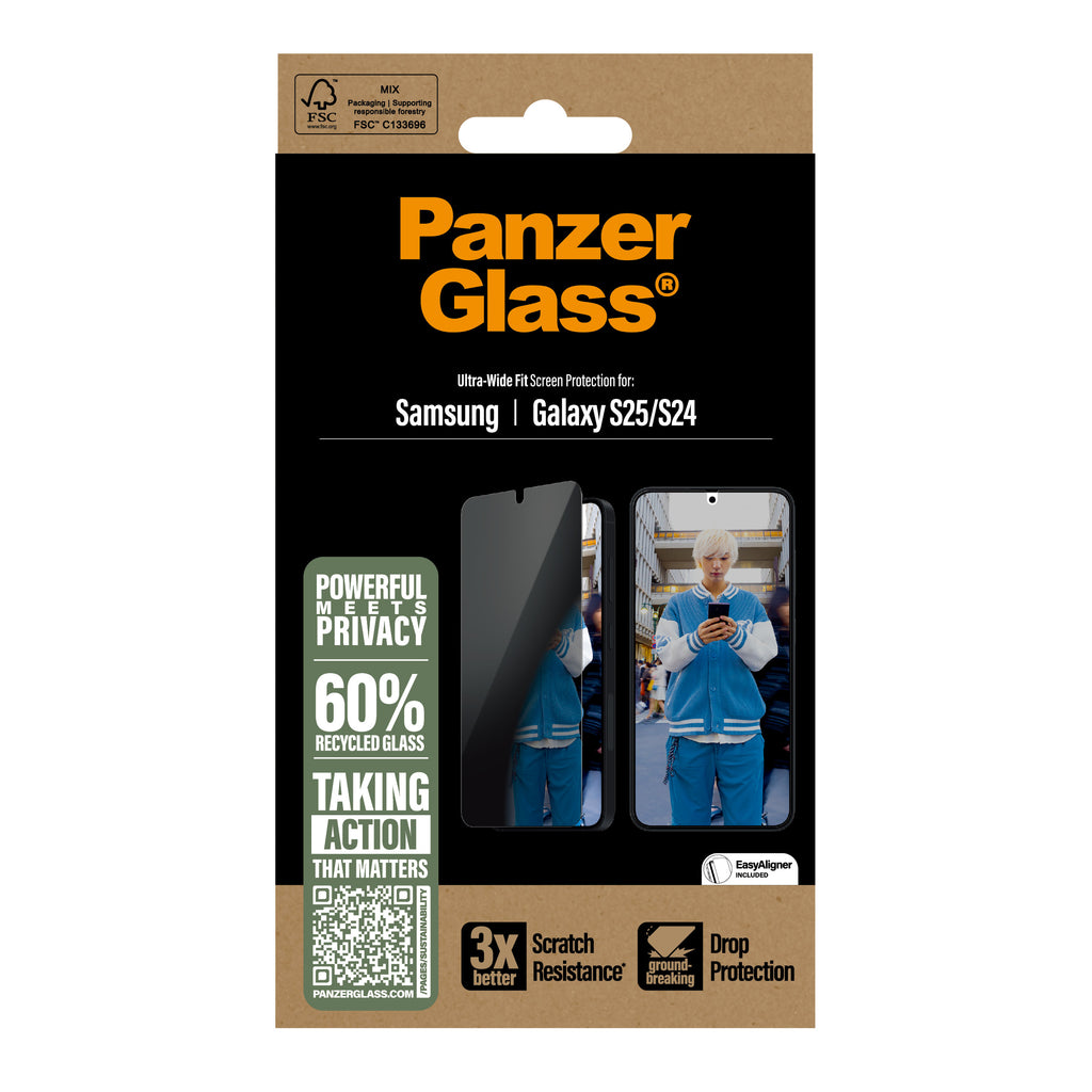 PanzerGlass PanzerGlass ® Privacy Screen Protector Samsung Galaxy S25 | S24 | Ultra-Wide Fit Protection d'écran transparent 1 pièce(s)