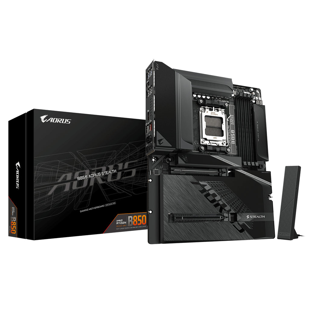 GIGABYTE B850 AORUS STEALTH Carte Mère – Processeurs AMD Ryzen 9000 Series, VRM numérique 14+2+2 phases, jusqu’à 8200 MH