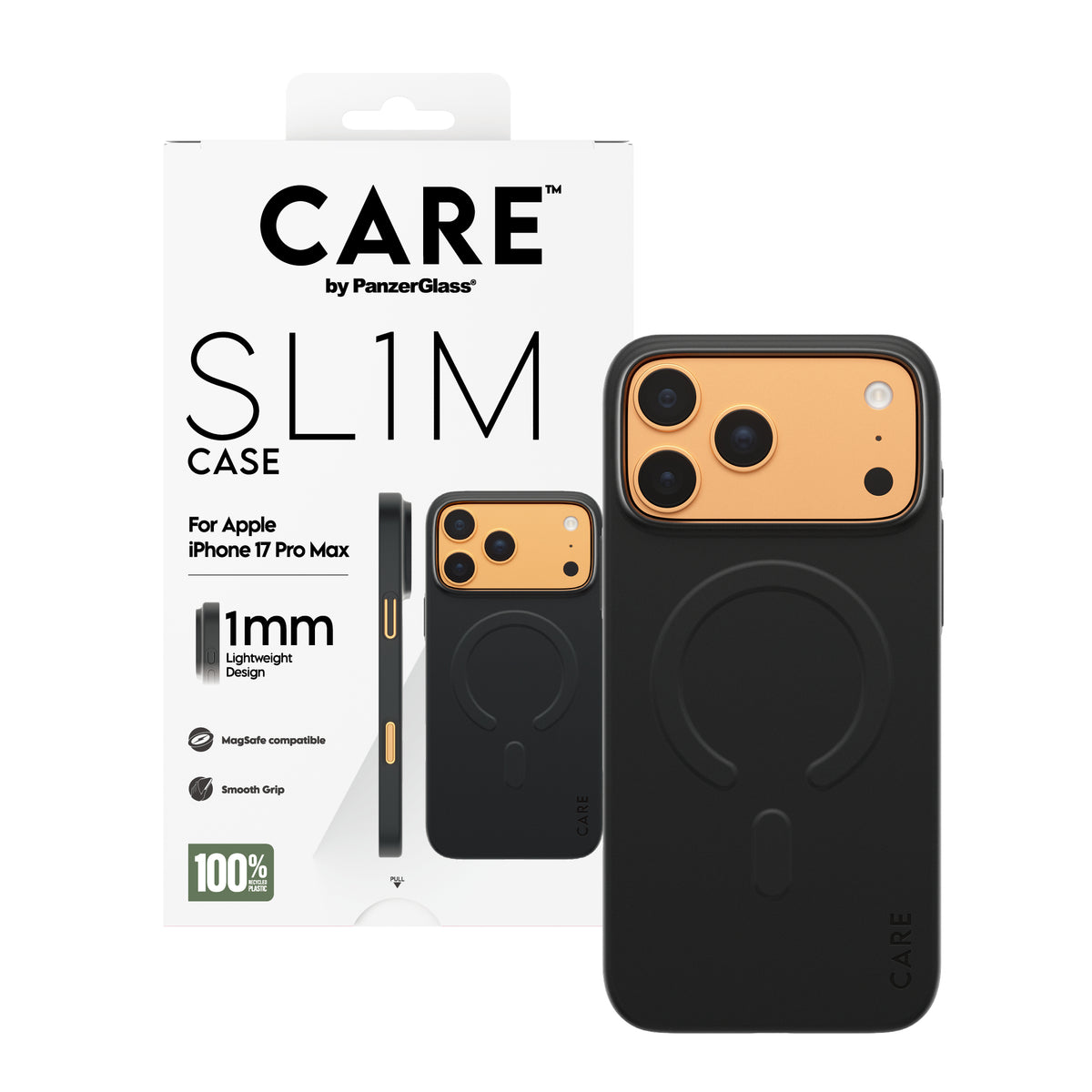 PanzerGlass CARE™ by ® SL1M Case Black w. MagSafe iPhone 17 Pro Max coque de protection pour téléphones portables Housse