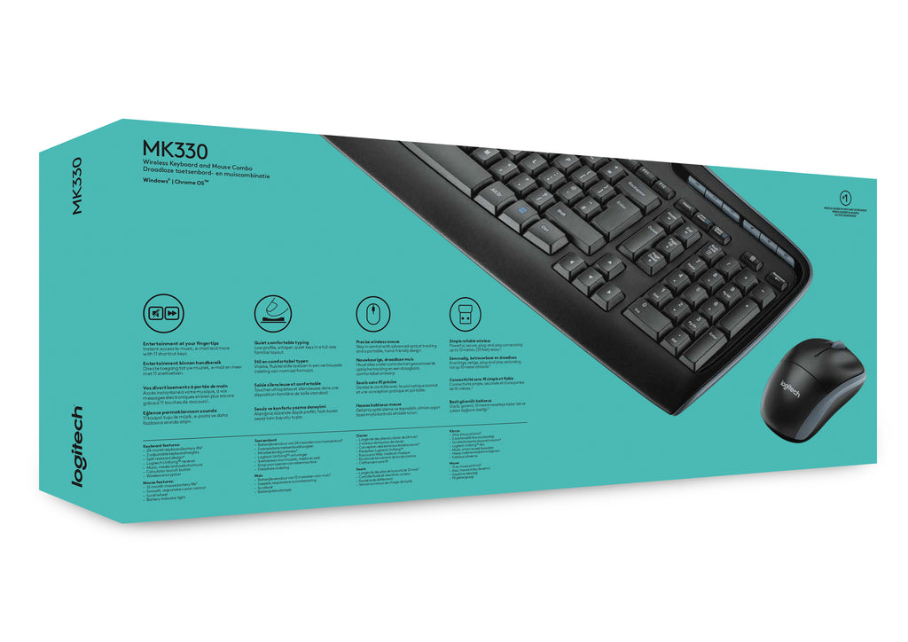 Logitech Wireless Combo MK330 Sæt med mus og tastatur Trådløs US International