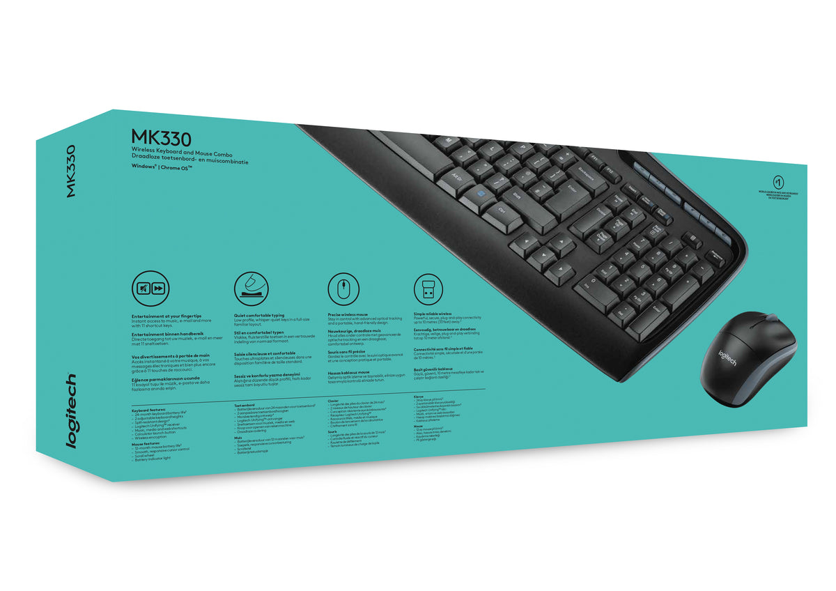 Logitech Wireless Combo MK330 Sæt med mus og tastatur Trådløs US International