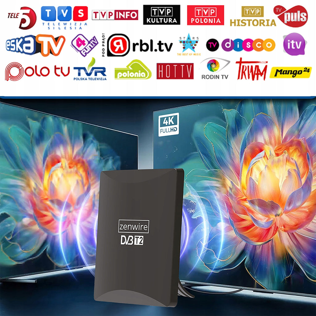Antenne pour la télévision numérique terrestre DVB-T2 HEVC 2-en-1, pour usage extérieur et intérieur, 4K, Zenwire HDAT80