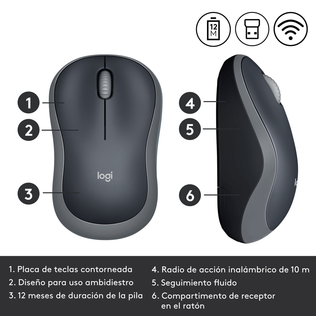 COMPUTER MOUSE LOGITECH M185 GREY