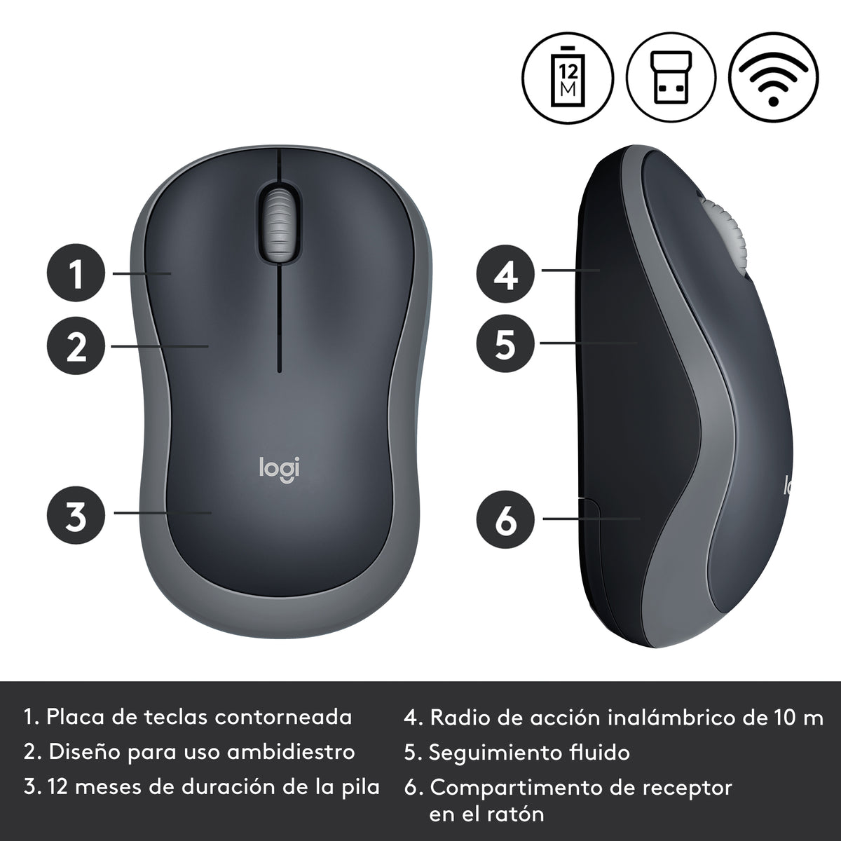 COMPUTER MOUSE LOGITECH M185 GREY