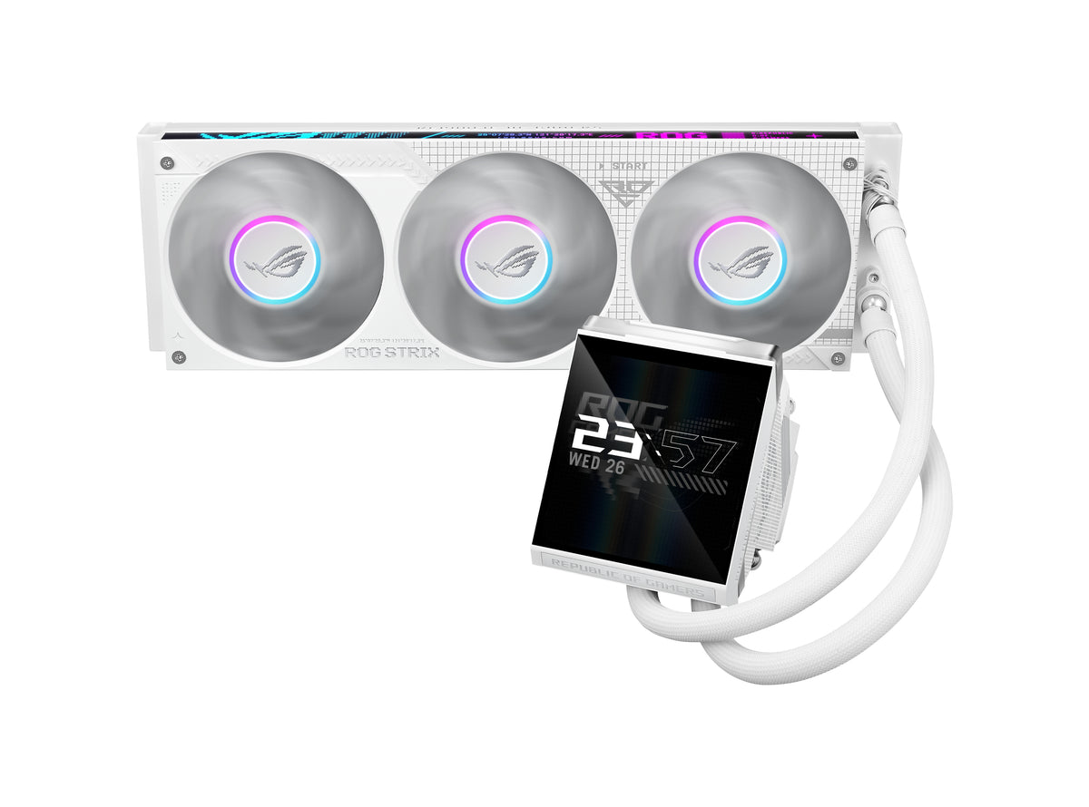 ASUS ROG Strix LC IV 360 ARGB LCD White Edition, Kit de Refroidissement Liquide, Ventilateurs 12 cm, Blanc