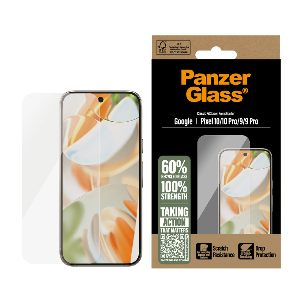 PanzerGlass Protection d'écran Classic Fit pour Google Pixel 10, 10 Pro 5G, 9 5G, 9 Pro 5G, Transparent