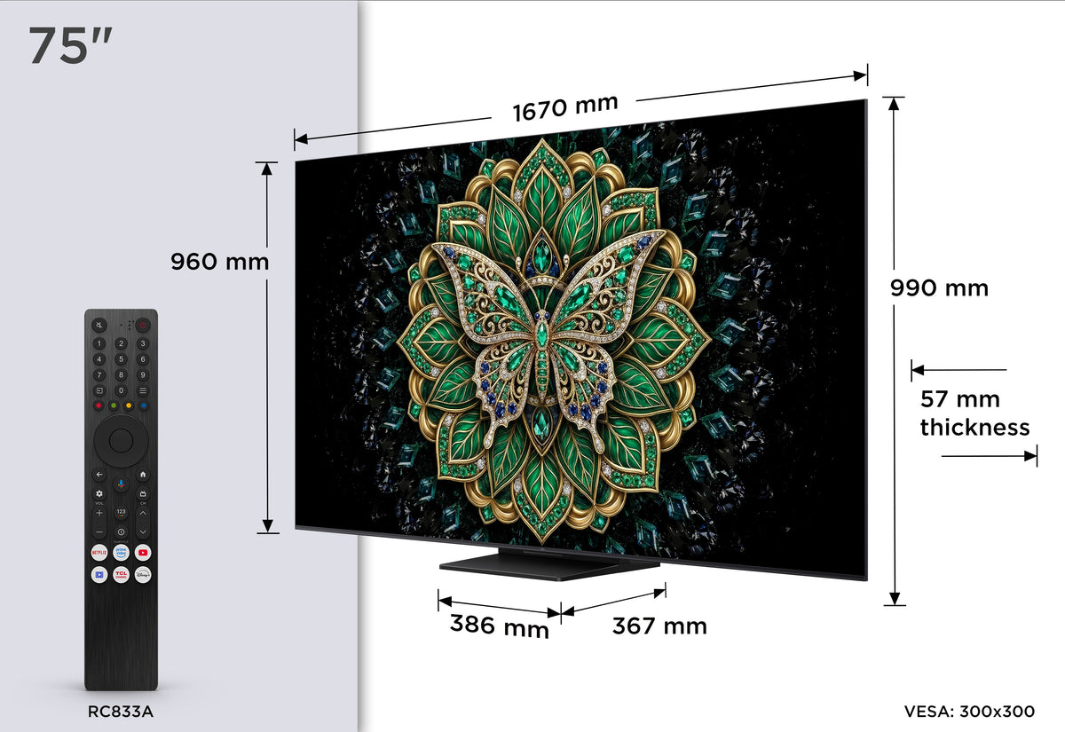 TCL C6K Pro 75" 190,5 cm 4K Ultra HD Smart TV QD-Mini LED Noir