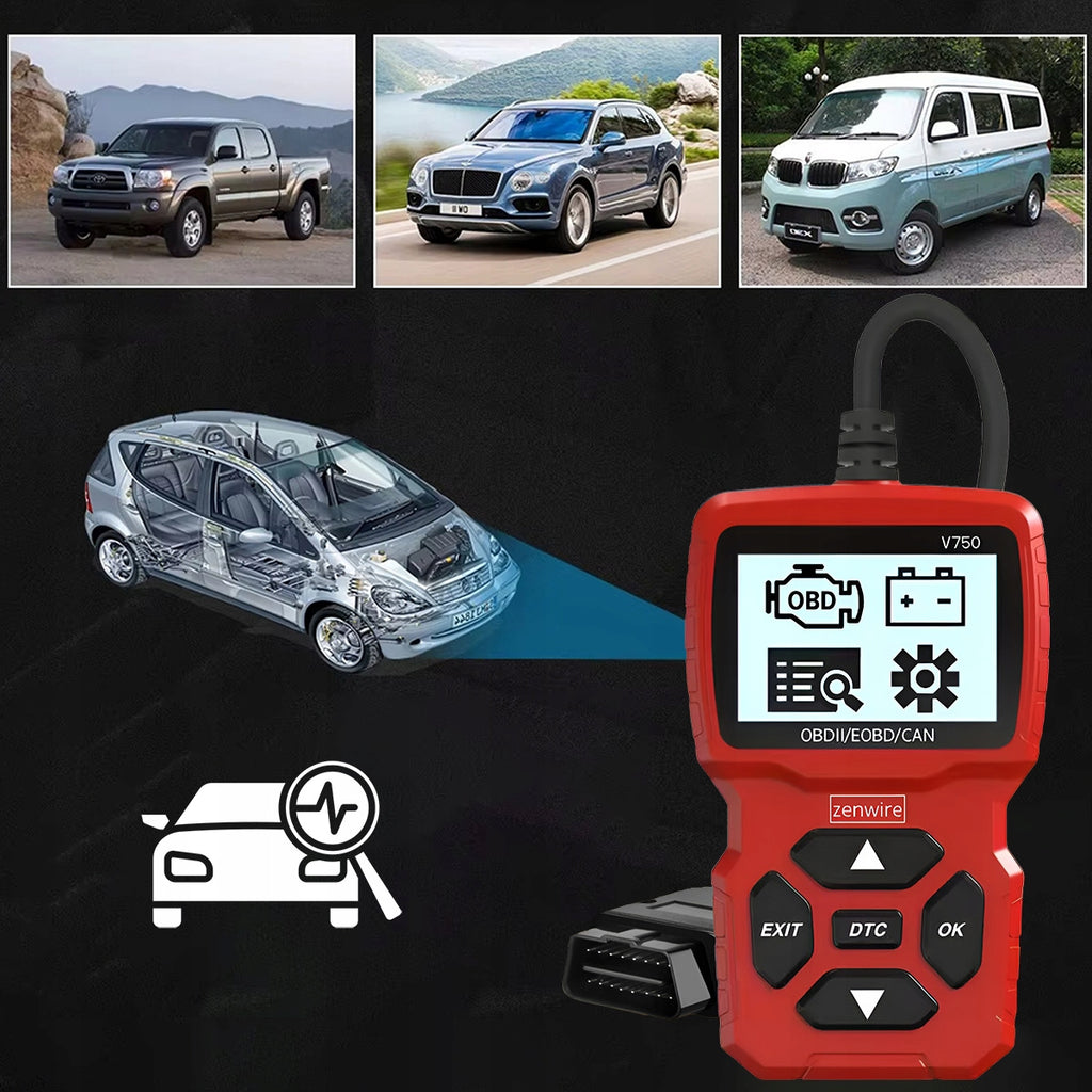 Testeur, interface, scanner, ordinateur, écran de diagnostic OBD2, CAN, VIN, Zenwire V750