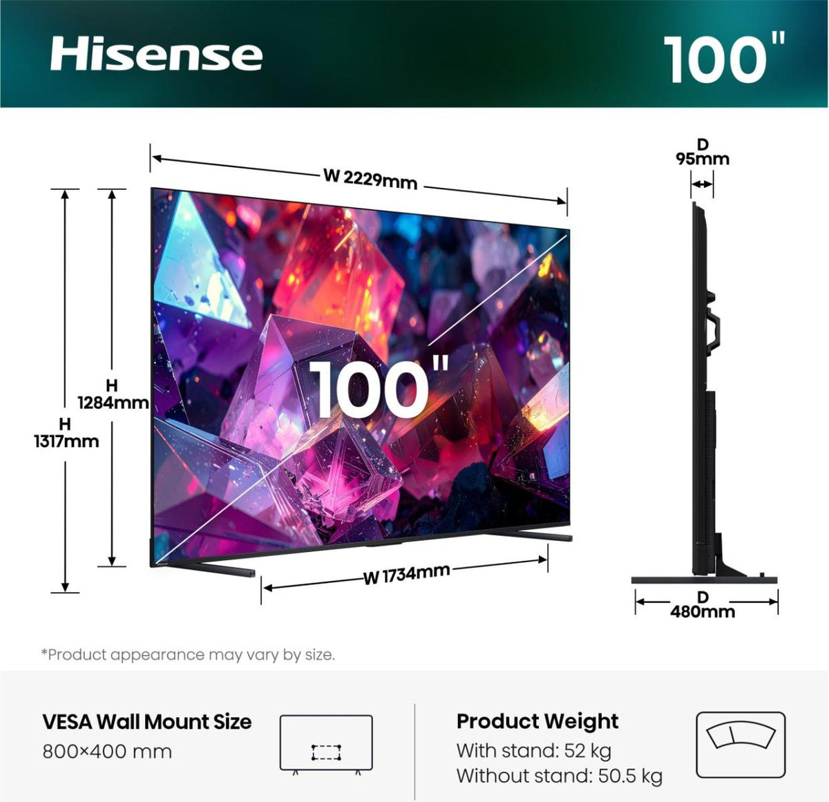 Hisense 100Q7S PRO 2,54 m (100") 4K Ultra HD Smart TV Wifi Noir