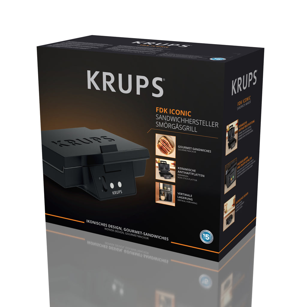Krups FDK Iconic FDK462 gaufrier et appareil à croque-monsieur 850 W Noir