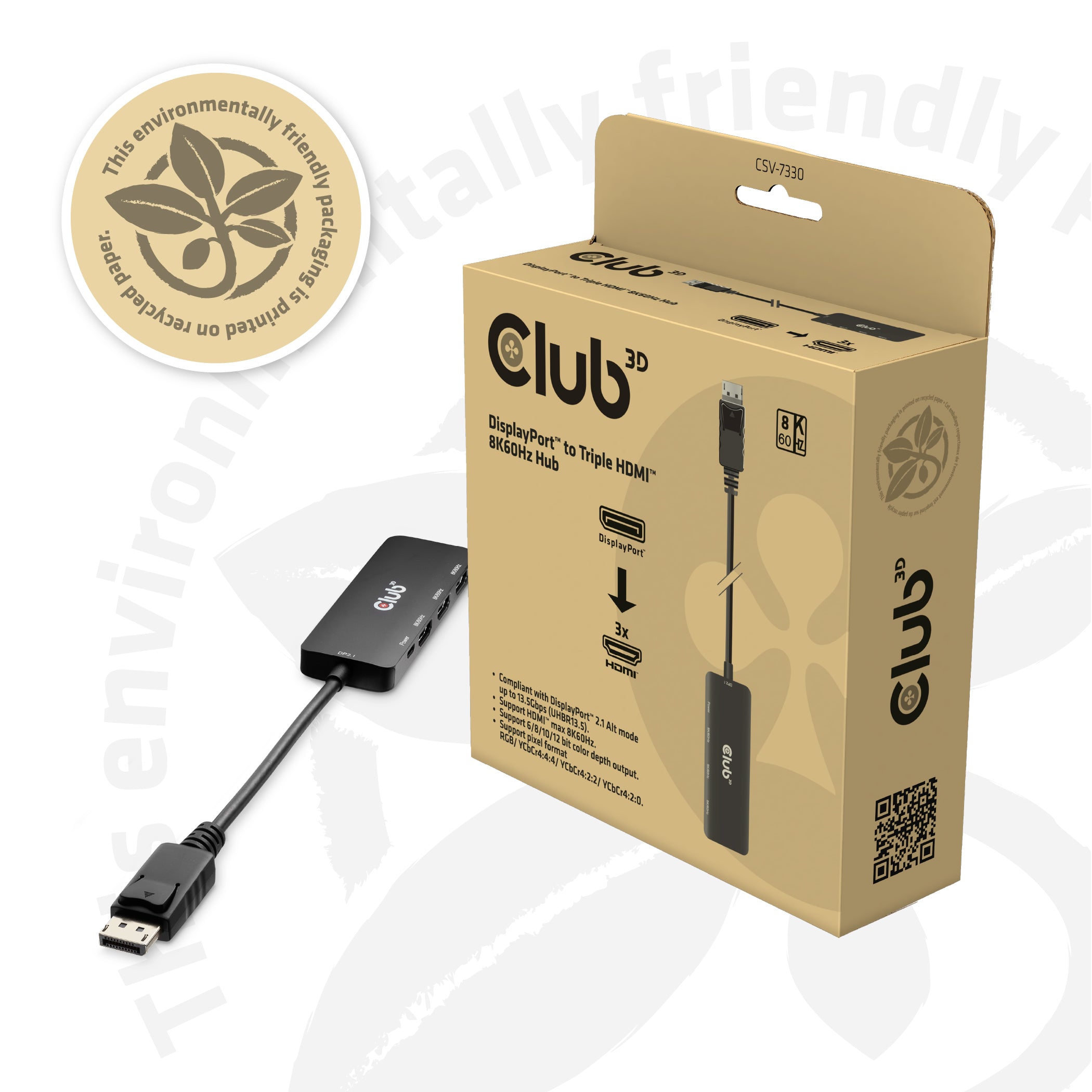CLUB3D CSV-7330 station d'accueil DisplayPort Noir