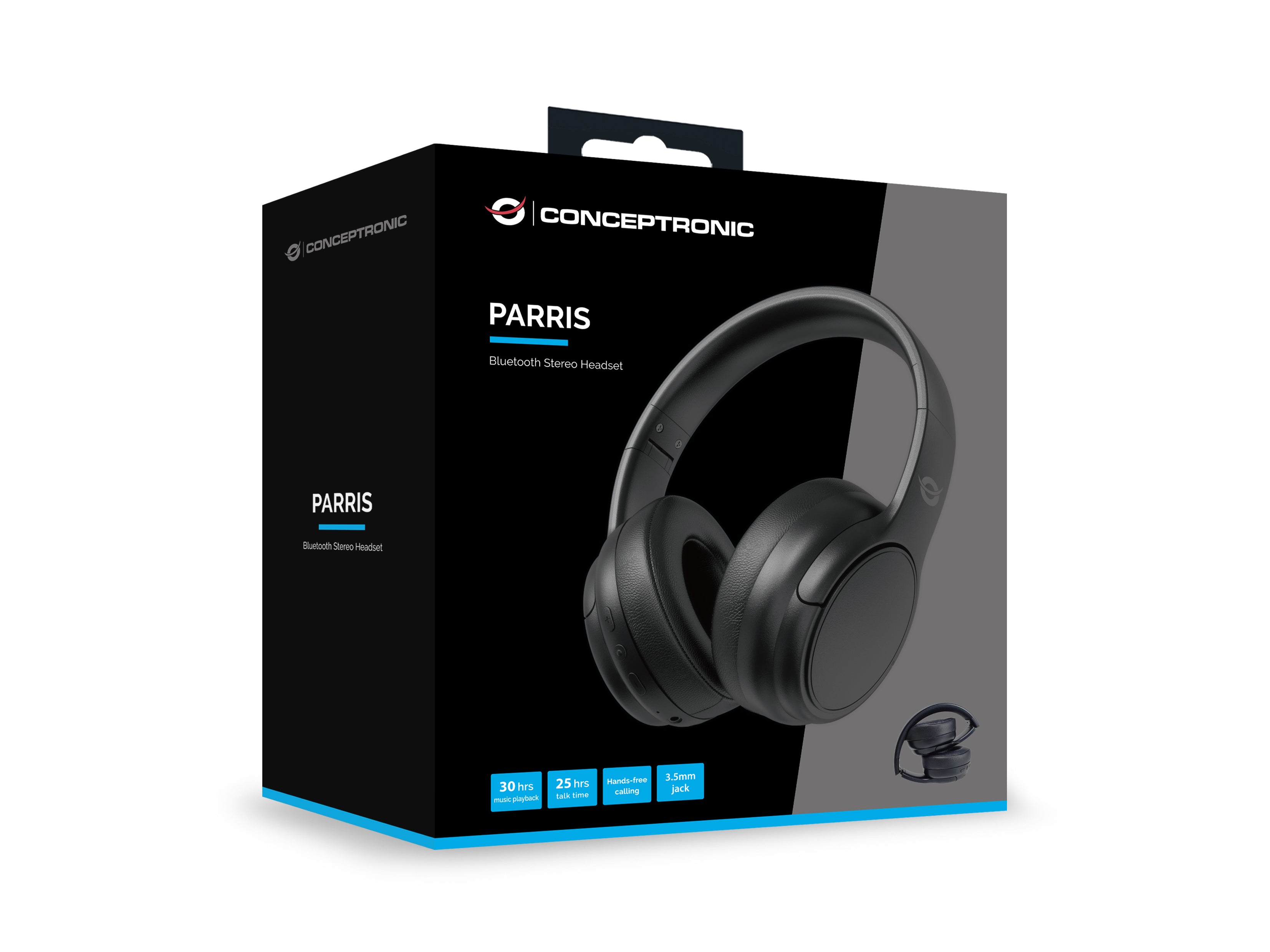 Conceptronic PARRIS03B casque Avec fil &sans fil Arceau Appels/Musique Bluetooth Noir