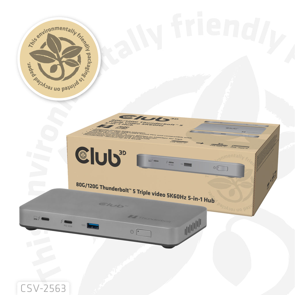CLUB3D CSV-2563 Station d'accueil Thunderbolt 5, Argent
