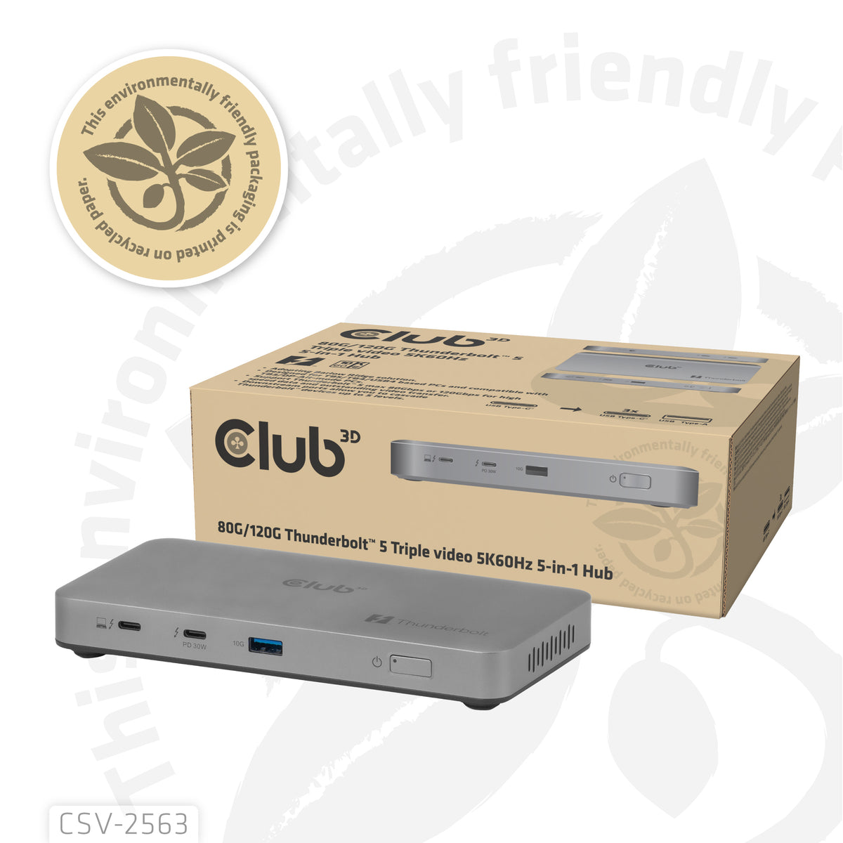CLUB3D CSV-2563 Station d'accueil Thunderbolt 5, Argent