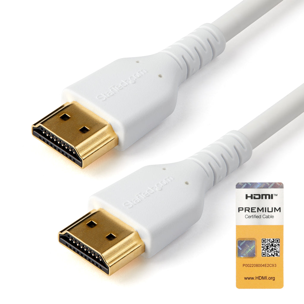 StarTech.com Câble HDMI 2.0 Fin 2m Certifié Premium, UHD 4K 60Hz HDR10, Ethernet, Blanc